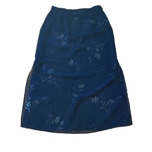 Villager a Liz Claiborne Company Floral Print Maxi Skirt Navy Blue Size 14